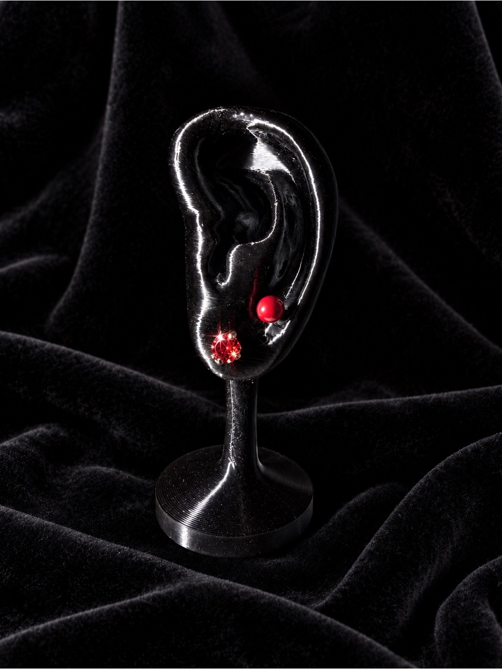 Red Crystal and Red Ball Stud Earring Duo
